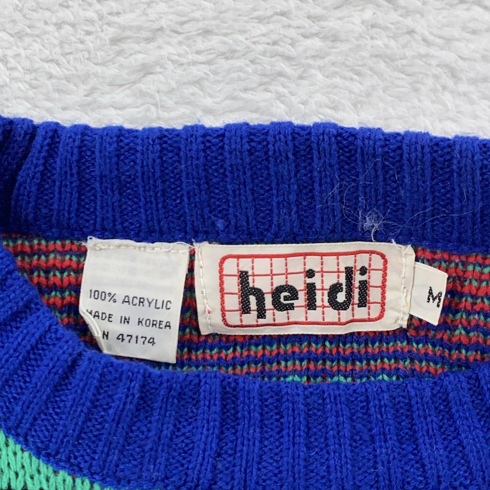 Vintage Heidi Sweater XS Knit Pullover‎ Floral Acrylic 80s Flower - Picture 7 of 8